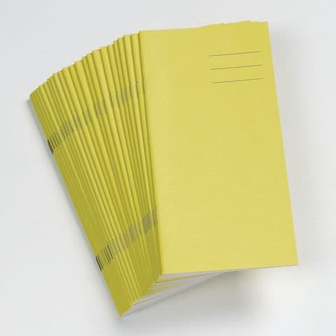 Vocabulary Exercise Book, 203 x 102mm, 8mm Feint with Centre Margin, Yellow, 48 Pages - Pack of 100.