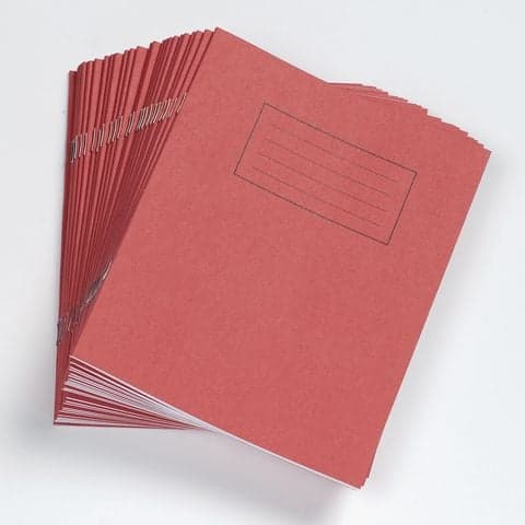 Handwriting Exercise Book, 203 x 165mm Portrait, 4/15mm Ruling, Red, 24 Pages - Pack of 100.