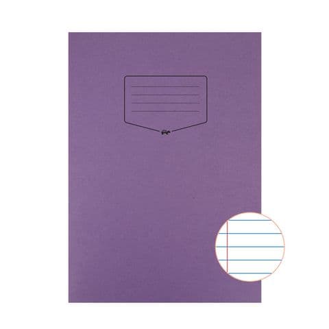 Silvine Turtle Tough Shell Exercise Books, A4, 8mm Feint & Margin, Purple, 80 pages - Pack of 50