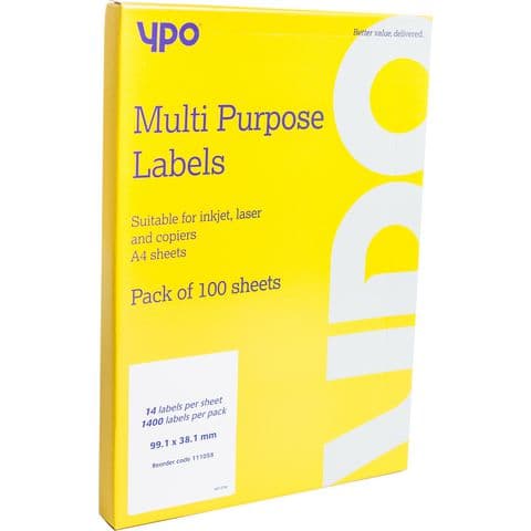 YPO Multi Purpose Labels - 14 Labels per Sheet.
