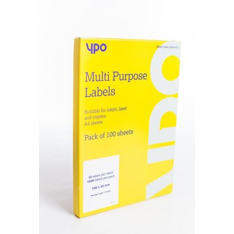 YPO Multi Purpose Labels - 16 Labels per Sheet.