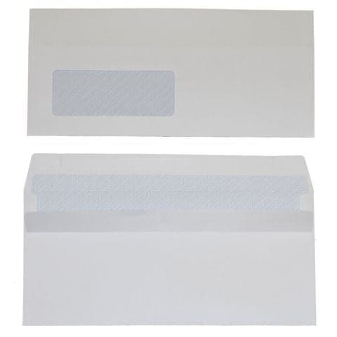 White Cartridge Window Banker Envelopes Bx500 Self Seal