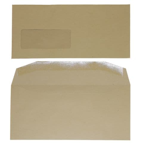 DL Manilla Banker Envelopes with Window, Gummed, Box of 1000
