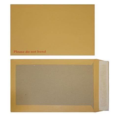 C4 Manilla Board Back Pocket Envelopes, Peel and Seal, Box of 125