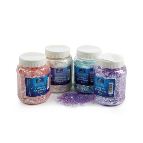 Iridescent Snow Flakes, Assorted Colours, 90g – Pack of 4