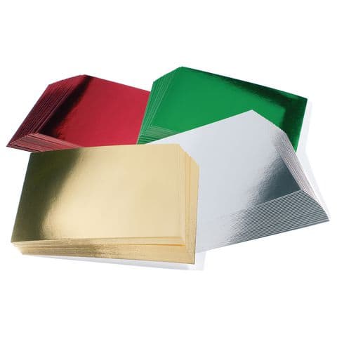 A5 Foil Mirror Card, Gold and Silver, Pack of 50