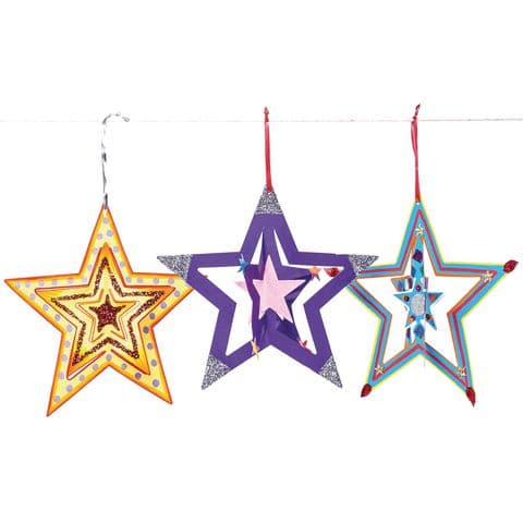 3D Star Silhouettes, Plain for Decorating - Pack of 60