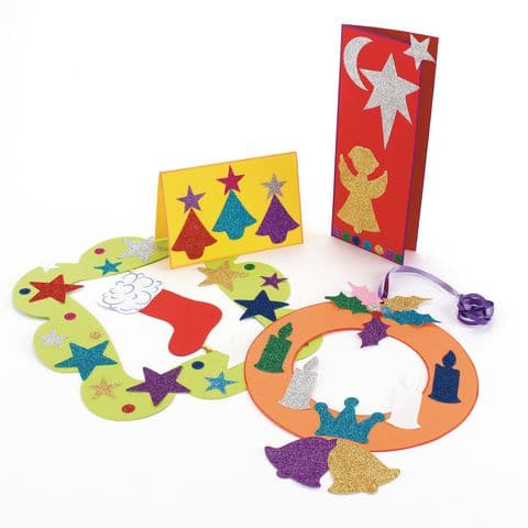 Glitter Paper Shapes, Assorted Christmas Designs – Pack of 250
