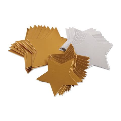 Large Gold and Silver Card Stars, 12.5cm - Pack of 50