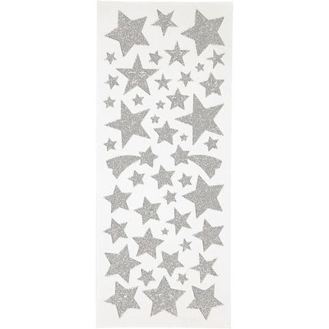 Self-Adhesive Glitter Silver Star Stickers – 110 Stickers