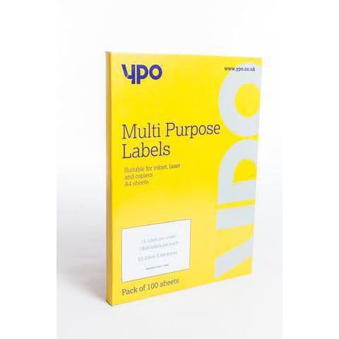 YPO Multipurpose Labels, 1 Label Per Sheet - 100 Sheets