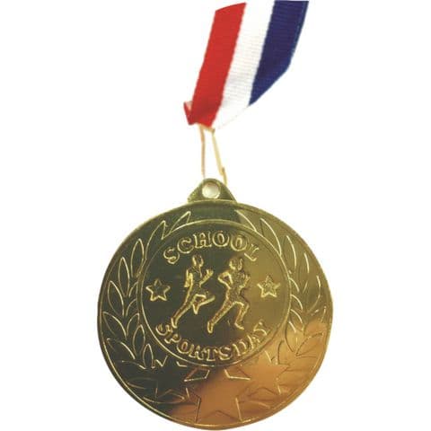 Sports Day Medals with Ribbon - Pack of 30. Gold