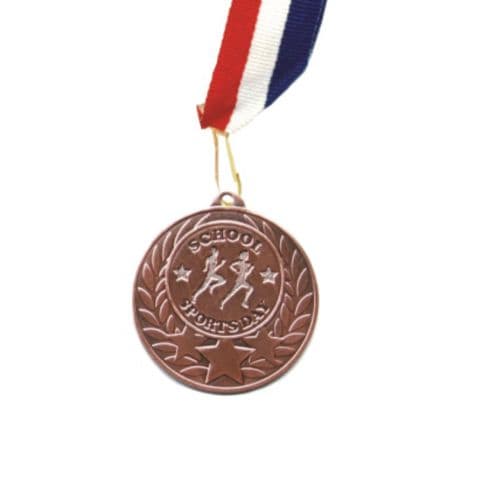 Sports Day Medals with Ribbon - Pack of 30. Bronze