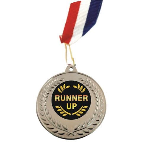 Runners Up Medals with Ribbon - Pack of 30. Silver