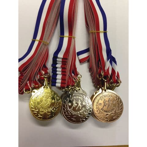 Pack of 30 Sports Day Medal with Ribbon - 10 x Gold, Silver and Bronze