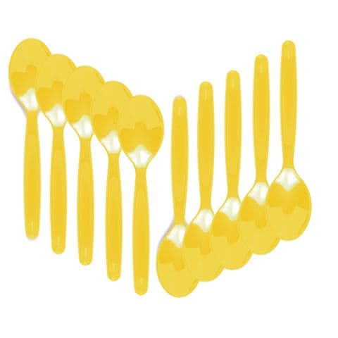 Polycarbonate Cutlery - Small - Dessert Spoon - Yellow - Pack of 10