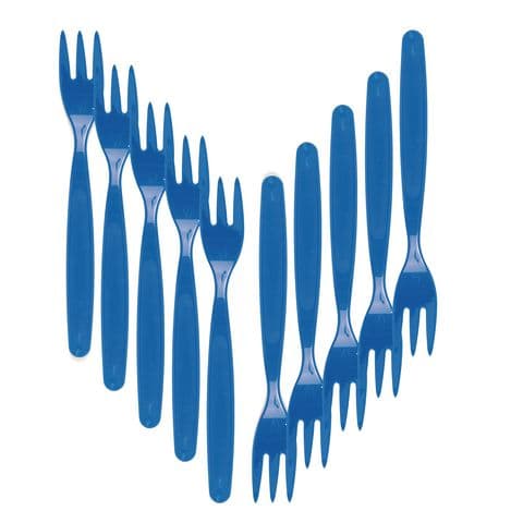 Polycarbonate Cutlery - Small - Fork - Medium Blue - Pack of 10
