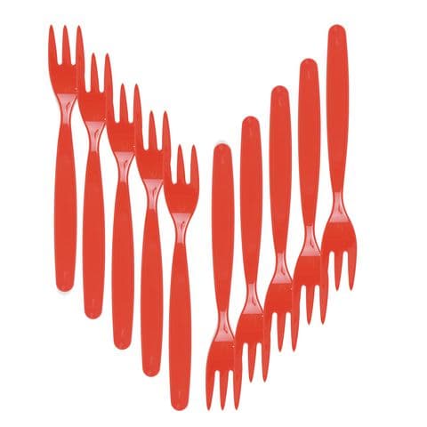 Polycarbonate Cutlery - Small - Fork - Red - Pack of 10