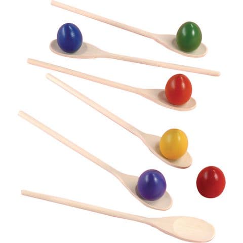 Assorted Coloured Egg and Spoon Game - Set of 6