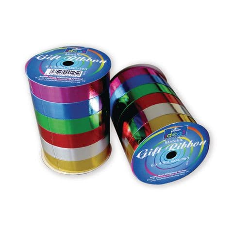 Metallic Ribbon Spools, Assorted Colours – Pack of 6 Ribbons