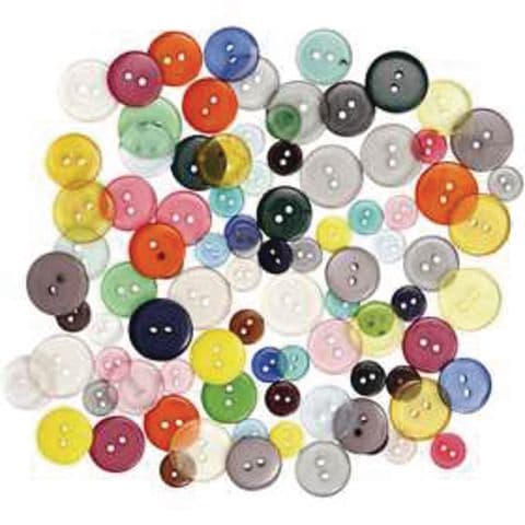 Assorted Colour Buttons Pack of 100