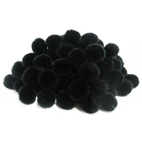 Yarn Pom Poms, 20mm, Black – Pack of 80