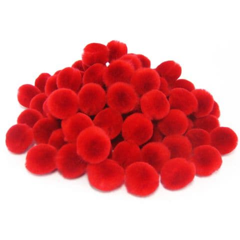 Yarn Pom Poms, 20mm, Red – Pack of 80