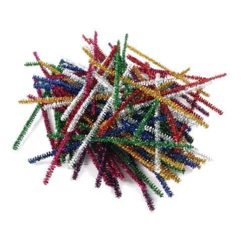 Tinsel Pipe Cleaners, 150mm, Festive Colours – Pack of 100