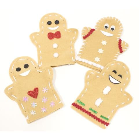 Gingerbread Hand Puppets Sewing Activity - Pack of 30