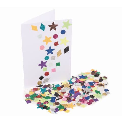 Glitter Paper Shapes, Assorted Designs – Pack of 3000