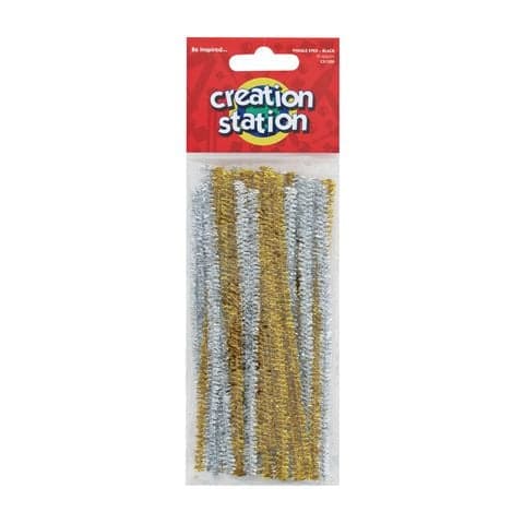 Glitter Pipe Cleaners, 150mm, Gold and Silver – Pack of 40