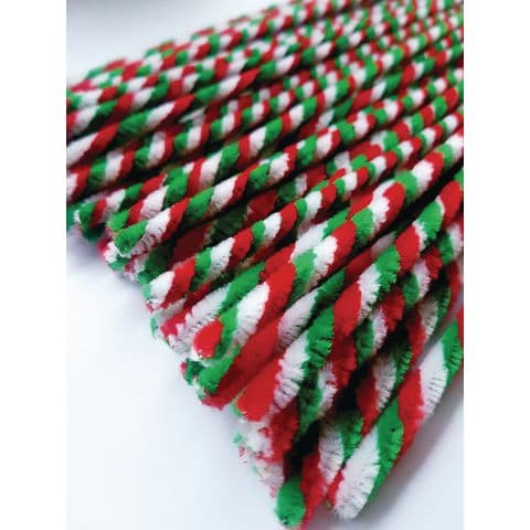 Candy Cane Pipe Cleaners, 300mm – Pack of 50