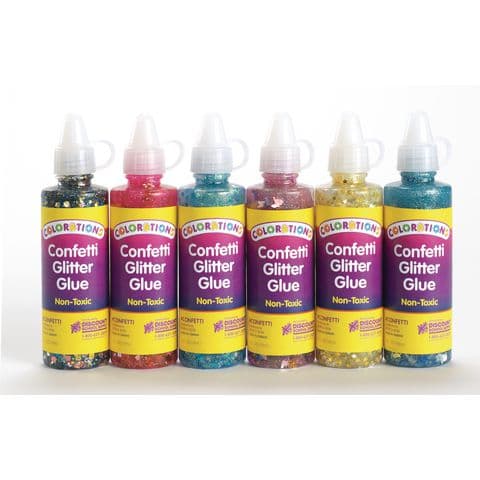 Colorations Confetti Glitter Glue, Assorted Colours, 188ml - Pack of 6