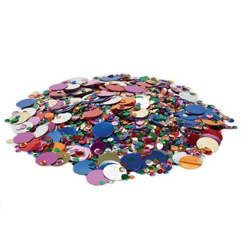 YPO Circle Sequin Shapes, Assorted Colours – 500g Bag