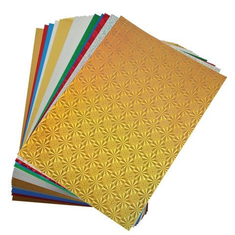 YPO Metallic/Holographic Paper and Card, A4, Assorted Colours – Pack of 30 Sheets