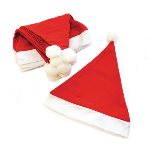 Santa Hats, One Size – Pack of 12