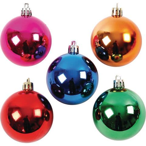 Christmas Baubles, Assorted Colours, 6cm – Pack of 20