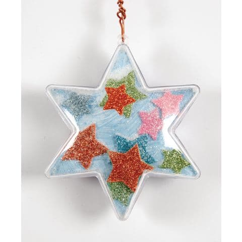 DIY Christmas Star Shaped Baubles, Clear, 10cm – Pack of 5