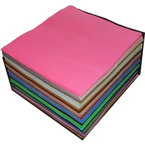 100% Polyester Felt Sheets - Pack of 100 (25 Assorted Colour