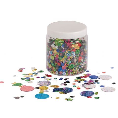 YPO Holographic Circle and Star Shaped Sequins, Assorted Colours - 100g Tub