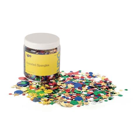 YPO Assorted Sequin Shapes, Assorted Colours - 100g Tub