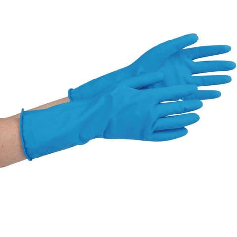 Household Rubber Latex Gloves, Blue – Medium (Size 7-7.5)