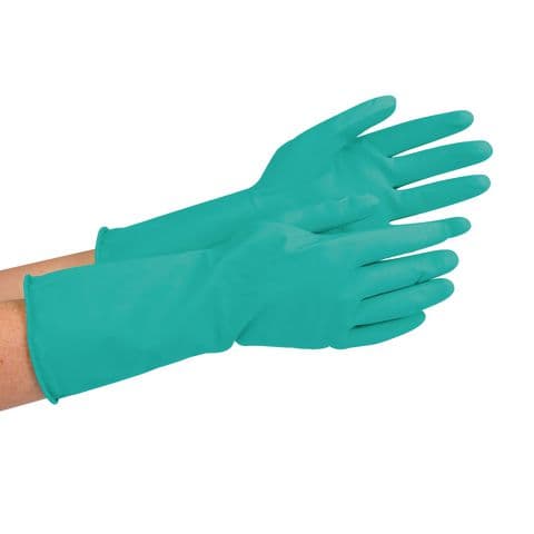 Household Rubber Latex Gloves, Green – Medium (Size 7-7.5)