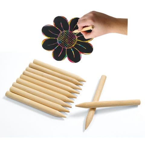 Scratch design jumbo wooden art sticks, Pack of 48
