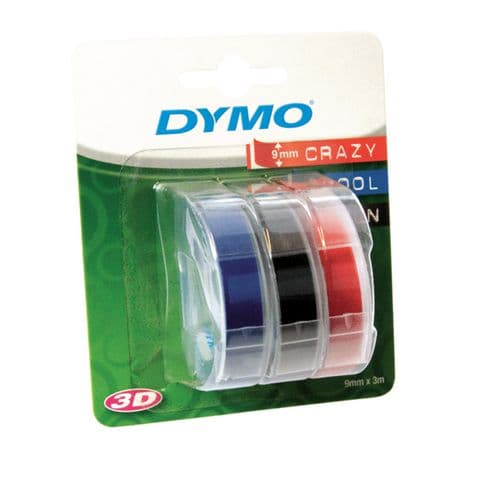 Dymo Embosser Tape 3 Rolls (Red / Blue / Black)