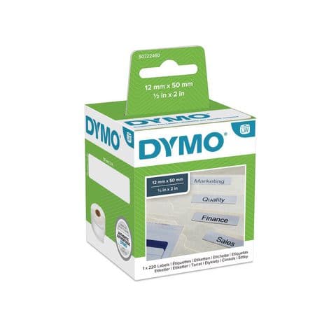 Dymo Suspension File Labels White - 12 x 50mm