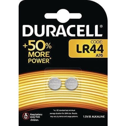 Duracell Coin Cell Battery LR44 1.5V, pack of 2.
