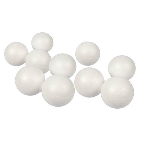White Polystyrene Balls 50mm Pack 10