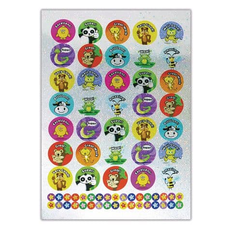 Sparkling Praise Animal Stickers Bumper: Pack of 690 stickers in two sizes