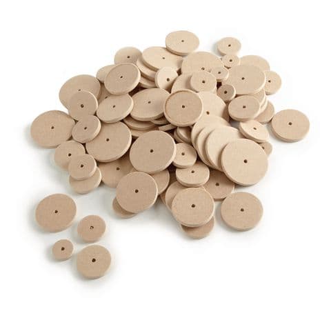 MDF Wheels - 5mm Holes, Mixed Pack of 100